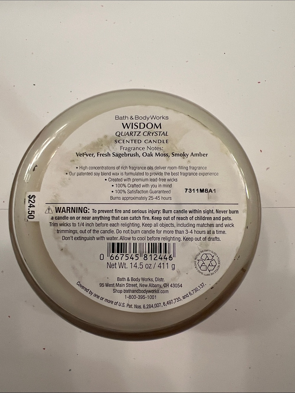Bath & Body Works Wisdom Quartz Crystal Scented Candle - NWT 14.5 Oz, 3 Wicks - Picture 2 of 7